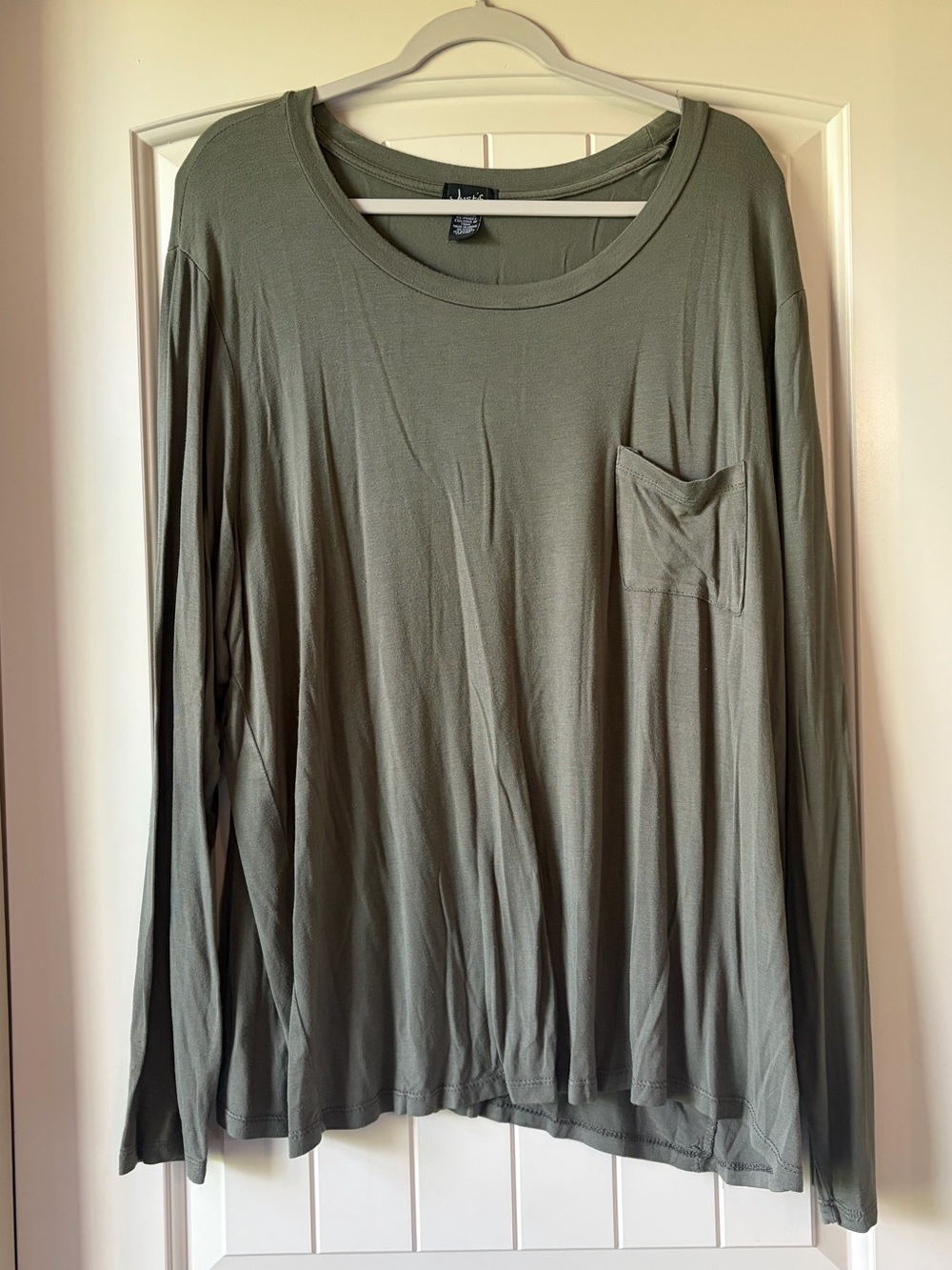 Justify Olive Green Scoop Neck Long Sleeve